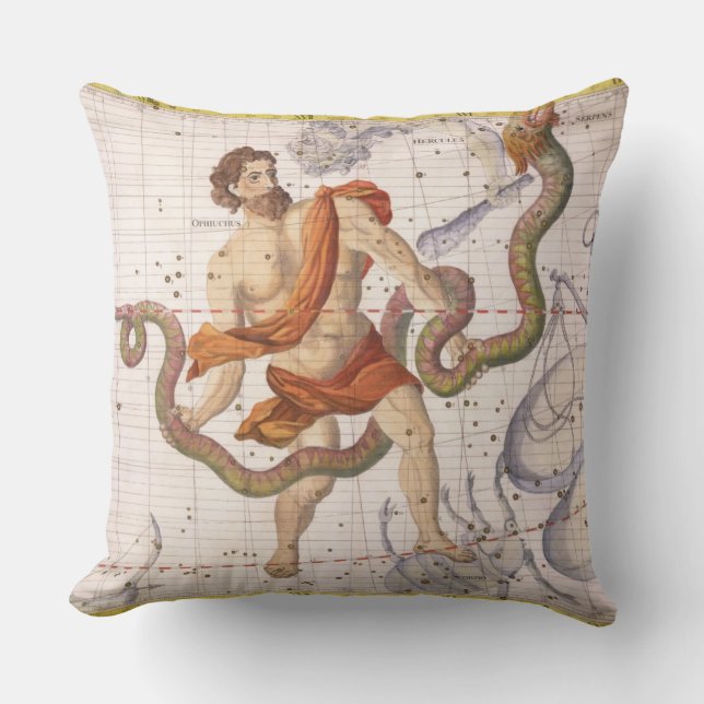 Constellation of Ophiucus and Serpens, plate 22 fr Throw Pillow (Front)