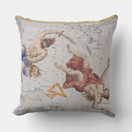 Constellation of Perseus and Andromeda from Atla Throw Pillow