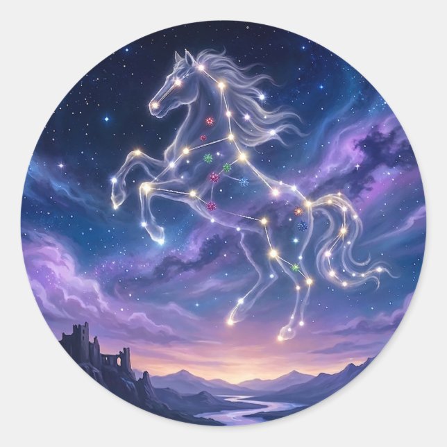 Constellation of the Valiant Steed Classic Round Sticker (Front)