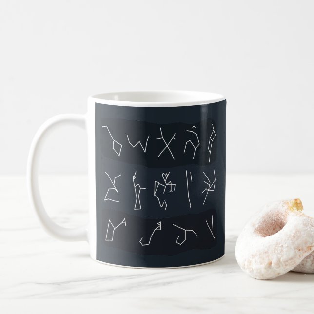 Constellation Pattern in Stripes Style Space Party Coffee Mug (With Donut)