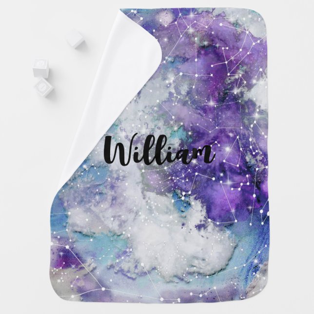 Constellation Purple Galaxy Space Personalized  Baby Blanket (In Situ)