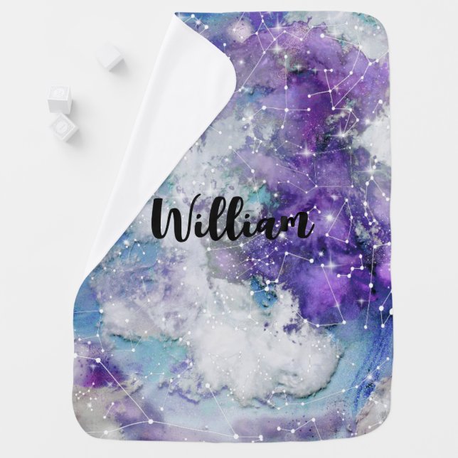 Constellation Purple Galaxy Space Personalized  Baby Blanket (In Situ)