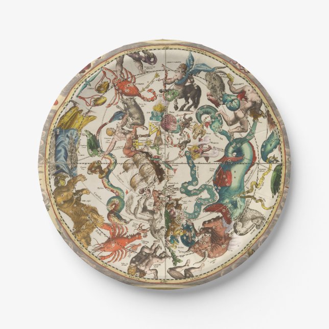 Constellation Sky Celestial Zodiac Star Map  Paper Plates (Front)