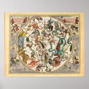 Constellation Sky Celestial Zodiac Star Map Poster