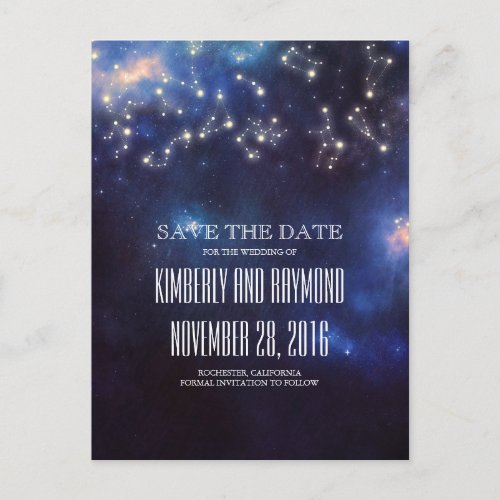 Constellation Starry Night Sky Save the Date Announcement Postcard