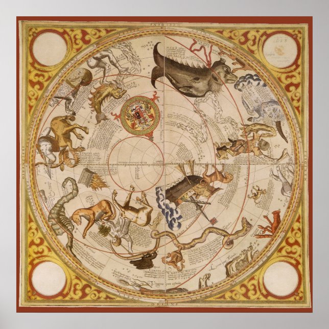 Constellation Stars Southern Sky Vintage Astronomy Poster (Front)