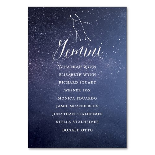 Constellation Wedding Seating Chart Card Gemini