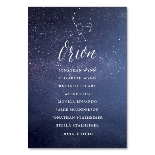 Constellation Wedding Seating Chart Card Orion