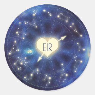 Constellation Zodiac Starry Night Wedding Classic Round Sticker