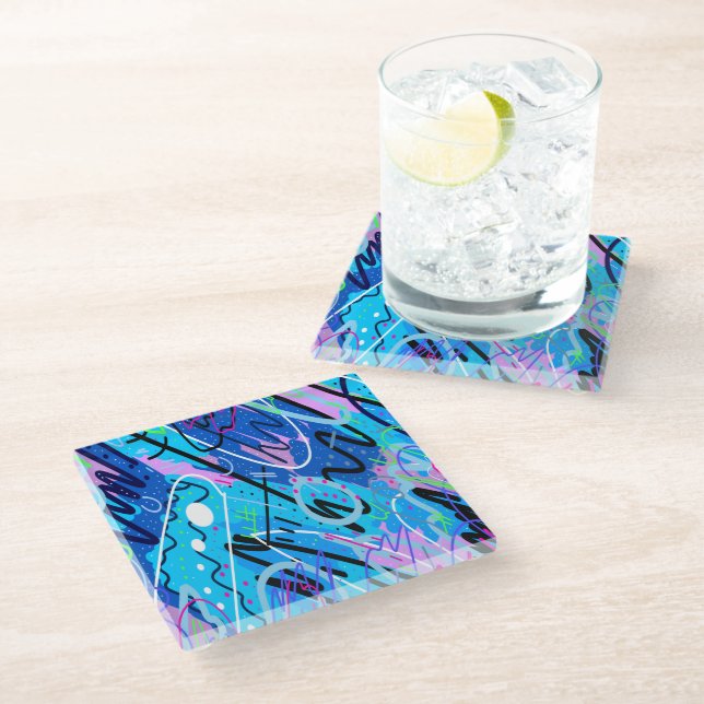 Constellations Abstract Art Glass Coaster (Angled)