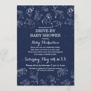 Constellations Drive By Baby Shower Invitation