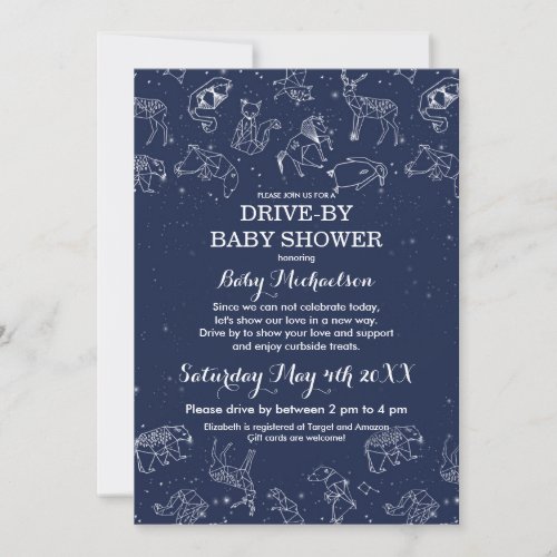 Constellations Drive By Baby Shower Invitation