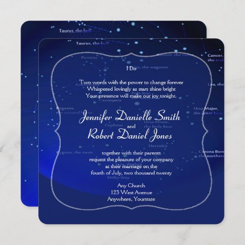 Constellations on Blue Wedding Invitation