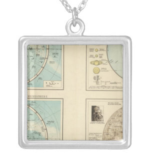 Constellations, Solar System, Moon Silver Plated Necklace