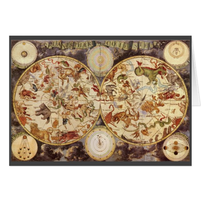 Constellations, Vintage Astronomy, Frederik de Wit Cards (Front Horizontal)