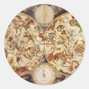 Constellations, Vintage Astronomy, Frederik de Wit Classic Round Sticker