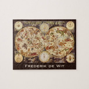Constellations, Vintage Astronomy, Frederik de Wit Jigsaw Puzzle