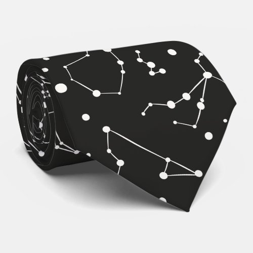 Constellations White and Black Neck Tie