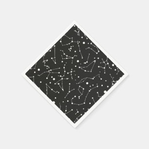 Constellations White and Black Paper Napkins