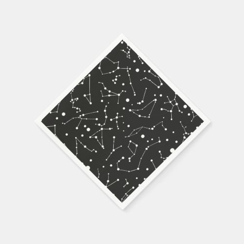 Constellations White and Black Paper Napkins
