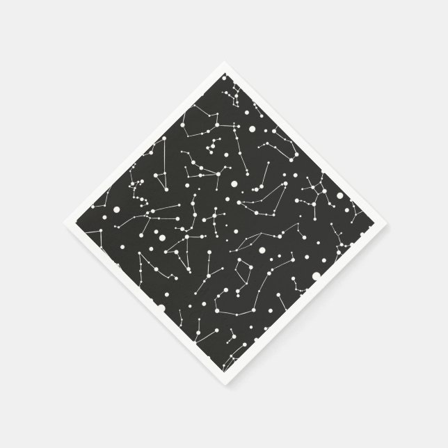 Constellations White and Black Paper Napkins (Corner)