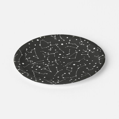 Constellations White and Black Paper Plates