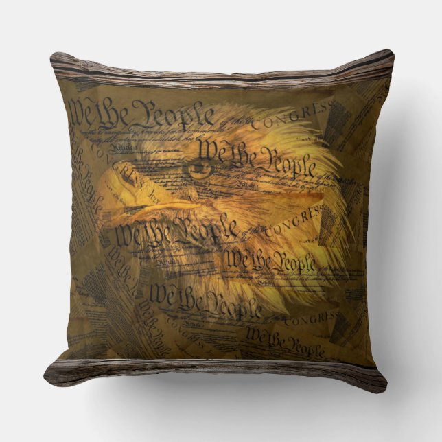 Constitution American Bald Eagle Throw Pillow (Front)