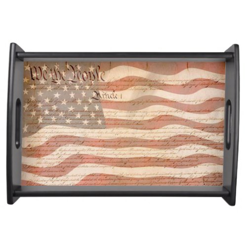 Constitution and American Flag Cool Patriotic Serving Tray