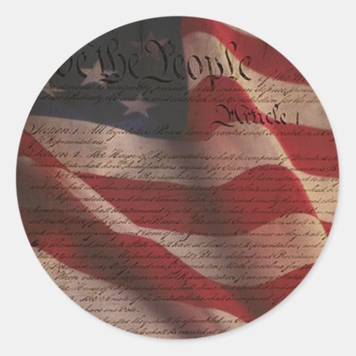 Constitution and Flag Classic Round Sticker