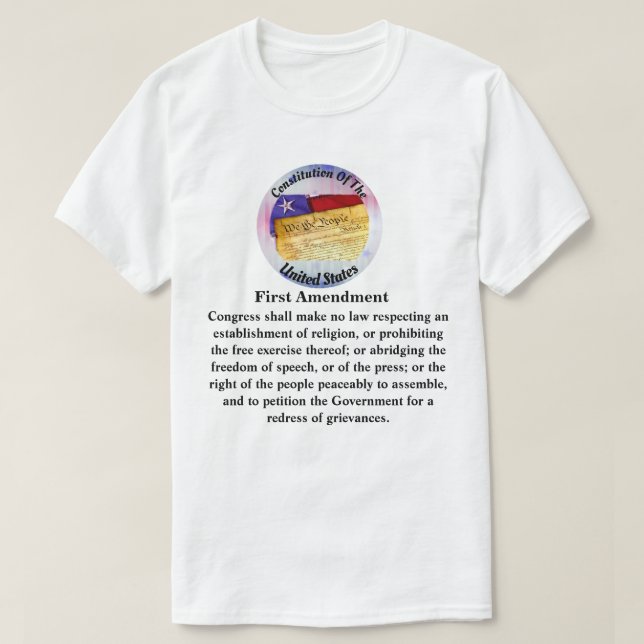 Constitution First Amendment.....Congress shall T-Shirt (Design Front)