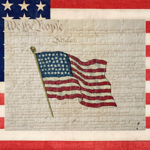 Constitution of the United States American Flag Jigsaw Puzzle