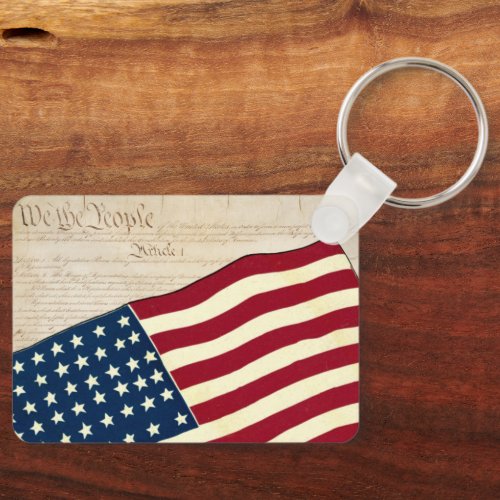 Constitution of the United States American Flag Keychain