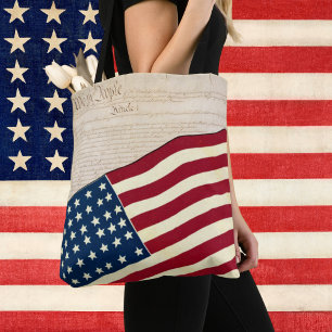 Constitution of the United States, American Flag Tote Bag