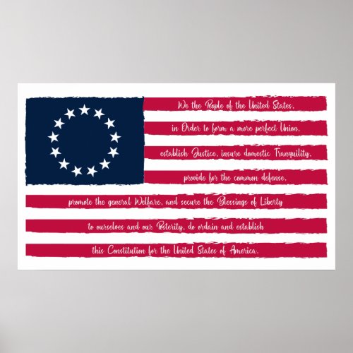 Constitution Preamble Betsy Ross Flag Poster