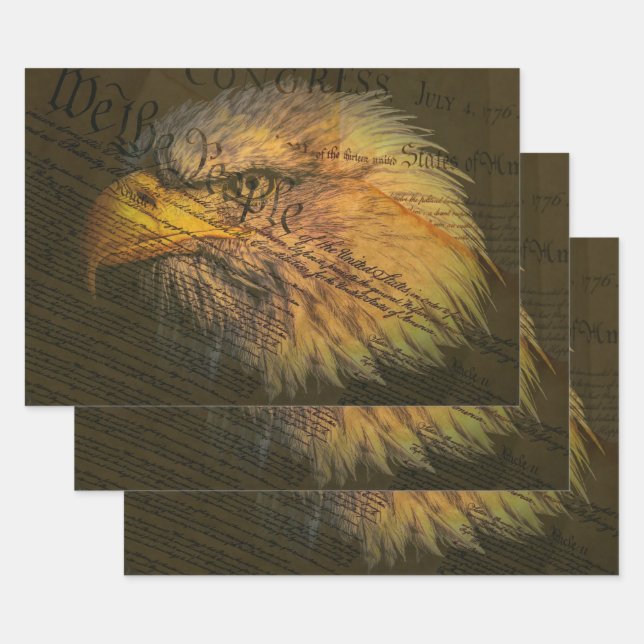 Constitution With Bald Eagle Wrapping Paper Sheets (Set)