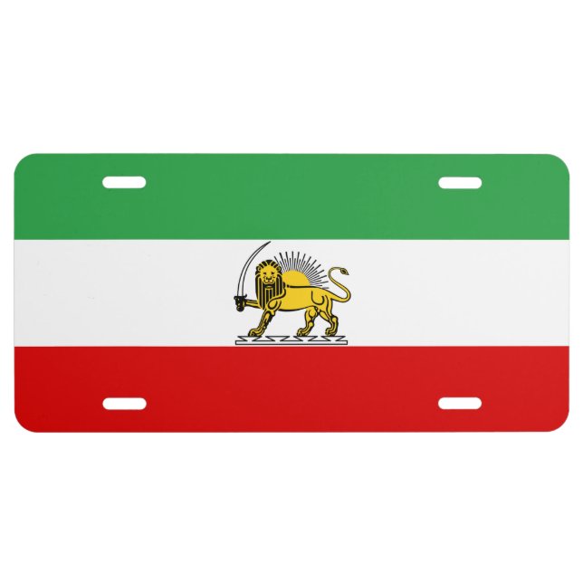 Constitutional Monarchy of Iran flag (1907-1980) License Plate (Front)