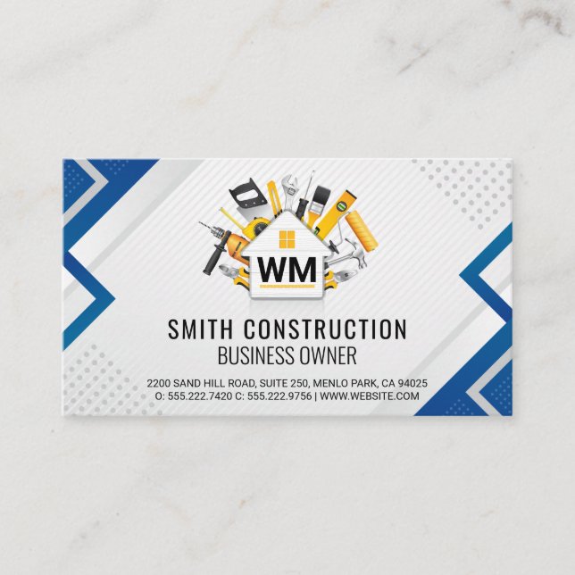 Construct Home Repair Tools | Construction  Business Card (Front)