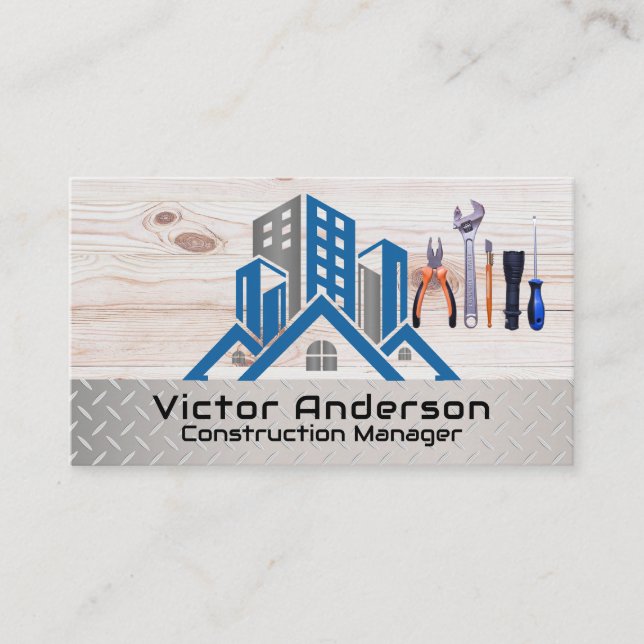 Constructed Buildings | Contractor Hand Tools Business Card (Front)