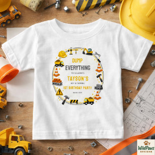 Construction 1ST Birthday Builder Truck Party Baby T-Shirt