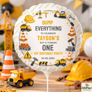 Construction 1ST Birthday   Builder Truck Party Balloon