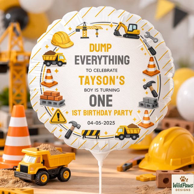 Construction 1ST Birthday | Builder Truck Party Balloon (Construction 1ST Birthday | Builder Truck Party Favor Boxes
)