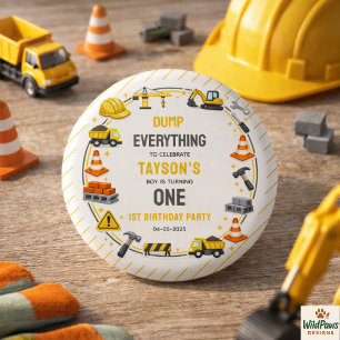 Construction 1ST Birthday Builder Truck Party Button