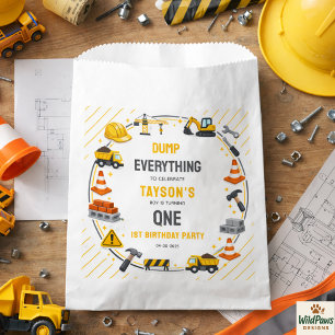 Construction 1ST Birthday Builder Truck Party Favor Bag