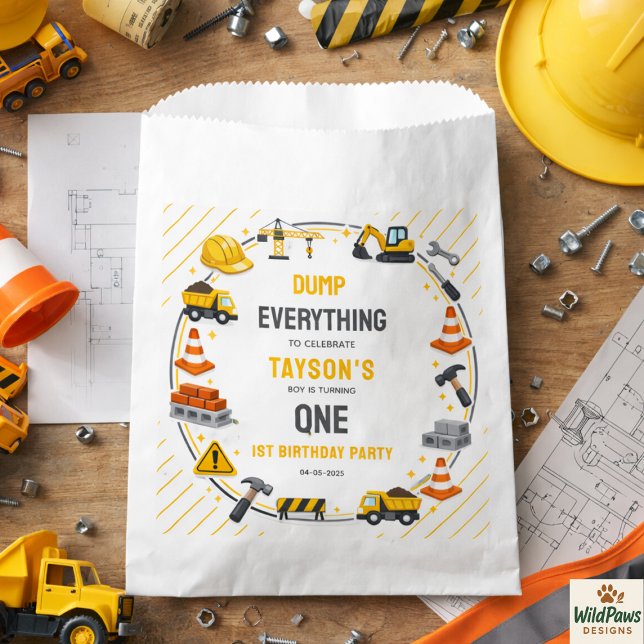 Construction 1ST Birthday | Builder Truck Party Favor Bag (Construction 1ST Birthday | Builder Truck Party Favor Bag
)