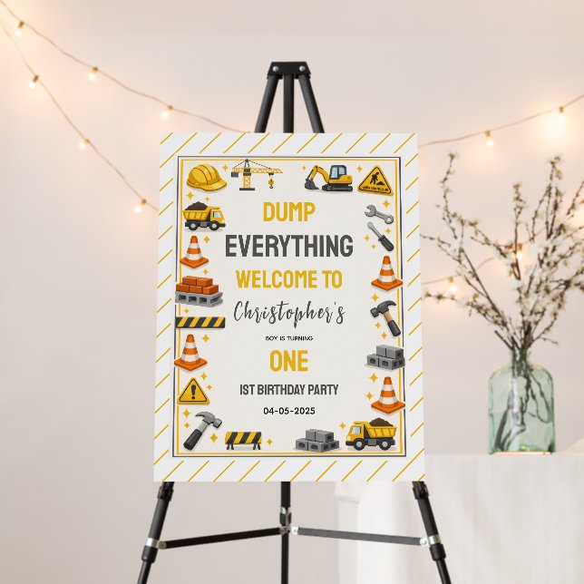 Construction 1ST Birthday | Builder Truck Party Foam Board (In Situ (Stand))