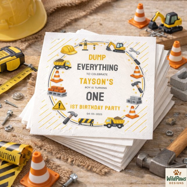 Construction 1ST Birthday | Builder Truck Party Napkins (Construction 1ST Birthday | Builder Truck Party Napkins
)