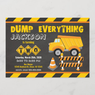 Construction 2nd Birthday Invitation Chalkboard