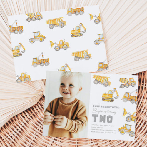 Construction 2nd Birthday Invitation | Truck