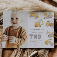 Construction 2nd Birthday Invitation Truck