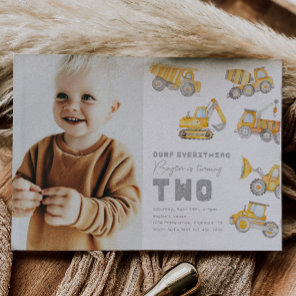 Construction 2nd Birthday Invitation | Truck